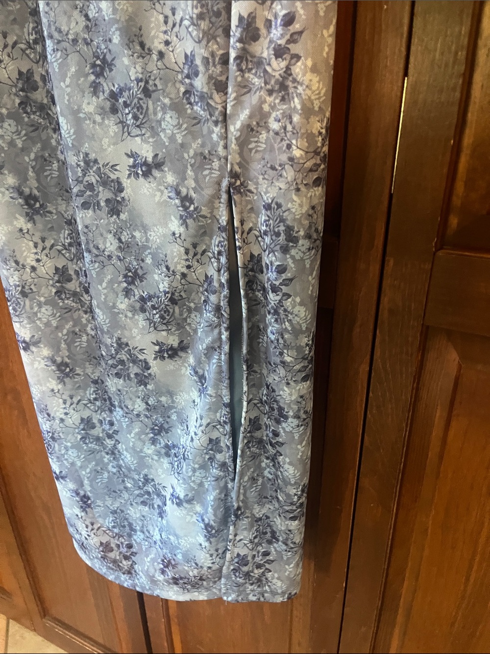 No Boundaries Blue Floral Lace-Trim Long Dress - Picture 4 of 7